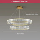 GobekUsa Crystal LED Chandelier: Modern Steel Pendant Lighting for Luxurious Foyer Decor