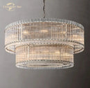 GobekUsa Clear LED Glass Chandelier, Two-Tier Round Living Room Pendant Light