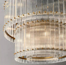 GobekUsa Clear LED Glass Chandelier, Two-Tier Round Living Room Pendant Light