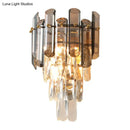 GobekUsa Modern Tiered Clear and Smoke Grey Crystal Wall Sconce & Light Fixture