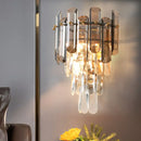 GobekUsa Modern Tiered Clear and Smoke Grey Crystal Wall Sconce & Light Fixture