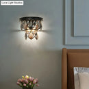 GobekUsa Modern Tiered Sconce Light with Cut-Crystal Accents - Sleek Bedside Wall Mount Fixture (2 Bulbs)