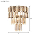 GobekUsa Modern Smoke Gray Crystal Sconce: Layered Design, 2-Bulb Wall Mounted Light Fixture for Living Room