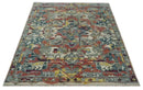 Modern Transitional 8x10 Ivory, Rust, Yellow and Charcoal Serapi wool Area Rug by The Rug Decor