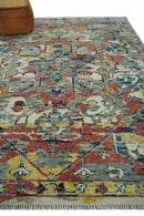 Modern Transitional 8x10 Ivory, Rust, Yellow and Charcoal Serapi wool Area Rug by The Rug Decor