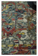 Modern Transitional 8x10 Ivory, Rust, Yellow and Charcoal Serapi wool Area Rug by The Rug Decor