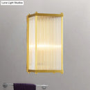 GobekUsa Modern Translucent Crystal Cuboid Wall Sconce Light, Gold Surface, 12"/19.5" Wide