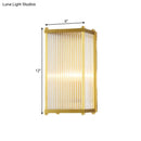 GobekUsa Modern Translucent Crystal Cuboid Wall Sconce Light, Gold Surface, 12"/19.5" Wide