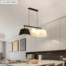 GobekUsa Trapezoid Fabric Hanging Lamp - 3/5 Black and White Lights - Contemporary Island Light Kit