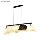 GobekUsa Trapezoid Fabric Hanging Lamp - 3/5 Black and White Lights - Contemporary Island Light Kit