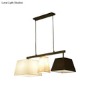 GobekUsa Trapezoid Fabric Hanging Lamp - 3/5 Black and White Lights - Contemporary Island Light Kit
