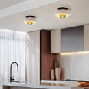 GobekUsa LED Ceiling Lamp Natural Yellow Travertine Walnut Wood Ceiling Lights