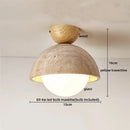 GobekUsa LED Ceiling Lamp Natural Yellow Travertine Walnut Wood Ceiling Lights