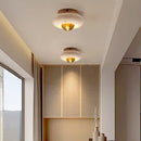 GobekUsa LED Ceiling Lamp Natural Yellow Travertine Walnut Wood Ceiling Lights