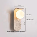 GobekUsa LED Wall Light Fixtures Bedroom Modern Button Switch Yellow Travertine White Iron Bedside Lamp