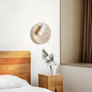 GobekUsa LED Wall Light Fixtures Bedroom Modern Button Switch Yellow Travertine White Iron Bedside Lamp