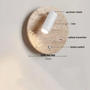 GobekUsa LED Wall Light Fixtures Bedroom Modern Button Switch Yellow Travertine White Iron Bedside Lamp