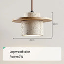 Modern Travertine Stone Pendant Light With Walnut Accent