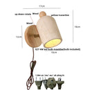 GobekUsa LED Wall Light Fixture Up Down Rotate Pull Chain Switch Yellow Travertine Wood