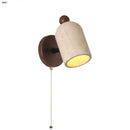 GobekUsa LED Wall Light Fixture Up Down Rotate Pull Chain Switch Yellow Travertine Wood