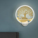 GobekUsa Modern LED Tree Wall Lamp-Metal Mounted, Black/White, Bedside Mural Light with Warm/White Glow