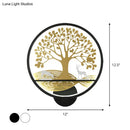 GobekUsa Modern LED Tree Wall Lamp-Metal Mounted, Black/White, Bedside Mural Light with Warm/White Glow