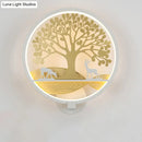 GobekUsa Modern LED Tree Wall Lamp-Metal Mounted, Black/White, Bedside Mural Light with Warm/White Glow