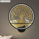 GobekUsa Modern LED Tree Wall Lamp-Metal Mounted, Black/White, Bedside Mural Light with Warm/White Glow