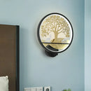 GobekUsa Modern LED Tree Wall Lamp-Metal Mounted, Black/White, Bedside Mural Light with Warm/White Glow