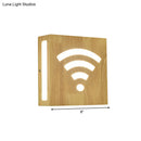 GobekUsa Modern LED Wood Square Wall Sconce: Beige Bedside Light with Cute Pattern