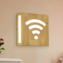 GobekUsa Modern LED Wood Square Wall Sconce: Beige Bedside Light with Cute Pattern