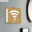 GobekUsa Modern LED Wood Square Wall Sconce: Beige Bedside Light with Cute Pattern