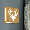 GobekUsa Modern LED Wood Square Wall Sconce: Beige Bedside Light with Cute Pattern