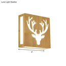 GobekUsa Modern LED Wood Square Wall Sconce: Beige Bedside Light with Cute Pattern