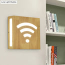 GobekUsa Modern LED Wood Square Wall Sconce: Beige Bedside Light with Cute Pattern