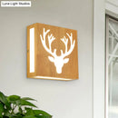 GobekUsa Modern LED Wood Square Wall Sconce: Beige Bedside Light with Cute Pattern