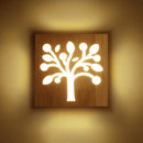 GobekUsa Modern Art Deco LED Wall Sconce - Square Flush Mount Wooden Corridor Light Fixture