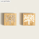 GobekUsa Modern Art Deco LED Wall Sconce - Square Flush Mount Wooden Corridor Light Fixture