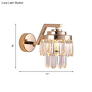 GobekUsa Modern Tri-Sided Crystal Rod Gold Wall Sconce with Single Bulb - Elegant Wall Mount Lighting Fixture