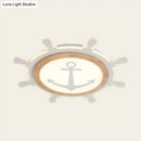 GobekUsa Kids Room LED Flush Mount with Creative Acrylic Light and Nautical Theme in Wood Finish - Flush Ceiling Light