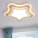 GobekUsa Kids Room LED Flush Mount with Creative Acrylic Light and Nautical Theme in Wood Finish - Flush Ceiling Light
