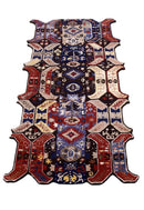 Modern Tribal Design Maroon Hand Tufted 4x8 Wool Area Rug