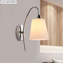 GobekUsa Modern Trumpet Wall Light Fixture - Milky Glass Sconce in Chrome for Stairway