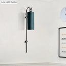 GobekUsa Modern Tube Sconce Lighting with Green/White Fabric Shade - 1 Light Living Room Lighting in Black/Gold