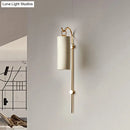 GobekUsa Modern Tube Sconce Lighting with Green/White Fabric Shade - 1 Light Living Room Lighting in Black/Gold