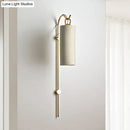GobekUsa Modern Tube Sconce Lighting with Green/White Fabric Shade - 1 Light Living Room Lighting in Black/Gold