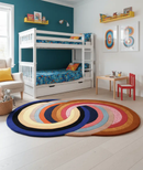 Modern Twin Rings Multicolor Hand Tufted 5x7 Wool Rug by The Rug Decor