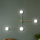 GobekUsa Modern Wall Lamp with Crossed Lines, Glass Shade, Black/Gold Finish - 2/4 Lights