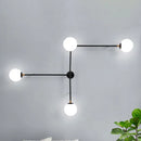 GobekUsa Modern Wall Lamp with Crossed Lines, Glass Shade, Black/Gold Finish - 2/4 Lights