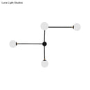 GobekUsa Modern Wall Lamp with Crossed Lines, Glass Shade, Black/Gold Finish - 2/4 Lights